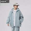 JEEP SPIRIT2026夏季冰丝薄款速干透气连帽防晒衣男士宽松休闲户外钓鱼外套 天蓝色 XS 90-105斤左右