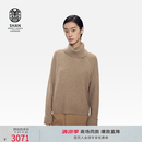 ERDOS【秀场同系列】25秋冬高领抽条翻领不对称拉链女套衫羊绒衫 大地驼 2XL 175/96A