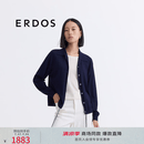 ERDOS【精纺丝绒】春夏小翻领假两件针织女宽松上衣开衫羊绒衫 藏蓝 L 170/88A
