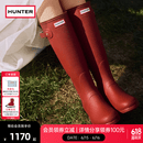 HUNTER雨靴户外露营女鞋惠灵顿经典英伦防水防滑骑士靴女长筒女靴高筒靴 哑光军红色/MLR 37
