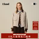 ELAND【暖格绗缝棉服】【特氟龙三防】衣恋菱格廓形外套26新款 浅卡其色(36)L/Beige S /160