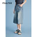 PSALTER诗篇2026夏季新款中高腰H型牛仔五分裤女 蓝色 M