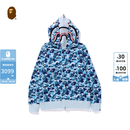 BAPE男装26年春夏迷彩图案鲨鱼双帽连帽卫衣开衫外套003151Q 蓝色BLX 2XL