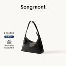 Songmont山下有松循迹系列浅行hobo包植鞣牛皮单肩腋下包饺子包 烟墨黑-小号 预售15天