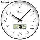天王星（Telesonic） 挂钟 客厅万年历钟表3D立体创意双日历温度时钟简约石英钟薄边挂表 钢琴黑35CM日历款