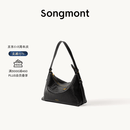 Songmont山下有松循迹系列浅行hobo包植鞣牛皮单肩腋下包饺子包 烟墨黑-小号 预售15天