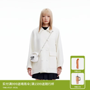 RE'VAN芮范冬季新品设计师款棒球风双面呢中长大衣RN90302045 米白 M 38