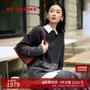EP雅莹蓝标系列羊绒衫女 民族风提花套头混纺羊毛针织衫 商场同款9588A 灰色 M