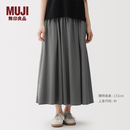 MUJI女式 强捻天竺编织抽褶裙长半身裙女款裙子26年夏季纯棉 BB2V7A6S 炭灰色 S （155/62A）