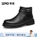 零度Zero马丁靴男鞋秋冬新款高帮保暖靴子男士潮流百搭复古风短靴 黑色 38