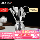 银器时代纯手工锤纹茶道六君子茶铲茶针茶叉茶夹茶筒茶则足银999茶具配件 6件茶道六君子460克+证书