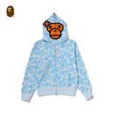 BAPE女装26年春夏BABY LISA卡通小猴迷彩拉链鲨鱼连帽卫衣X01152Q 蓝色BLX M