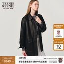 Teenie Weenie小熊女装皮衣2026秋季新款软糯复古宽松绵羊皮外套 黑色 L