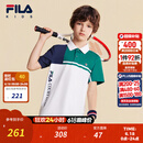 FILA斐乐儿童短袖T恤2026年夏季新款男童网球POLO衫 森林绿-GN 150