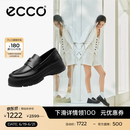 爱步（ECCO）厚底乐福鞋女倪妮同款英伦风一脚蹬厚底增高牛皮女鞋 踪迹220723 黑色22072301001 38 （尺码偏小）