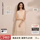 朗姿【艺术家系列】朗姿25压褶收腰无袖时尚钉珠连衣裙2026年夏季新款 米白色 S