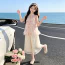 卡兔蓝猫（KATULANMAO）女童新中式国风套装夏季2026新款儿童碎花无袖上衣阔腿裤两件套潮 图片色 170 cm