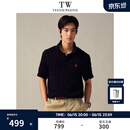 Teenie Weenie 小熊男装春夏新款短袖男复古老钱风休闲百搭绞花针织POLO上衣 藏青 M