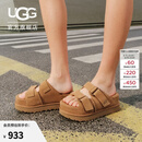 UGG夏季女士时尚舒适纯色厚底露趾可调式束带休闲凉拖鞋 1155458 CHE | 栗色 37 建议正码正拍