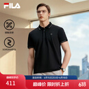 斐乐 领航POLO|斐乐官方男装针织POLO夏季时尚商务休闲凉感短袖 正黑色-BK L 175/96A/L