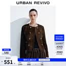 UR2026春季新款女装琥珀流光风双排扣皮衣外套UWH150062 棕色 M