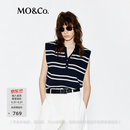 MO&Co.【C+系列】针织衫轻薄醋酸棉宽肩航海系条纹经典通勤风摩安珂 蓝白条色 S /160