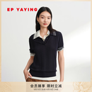 EP雅莹女装 通勤polo衫修身短款短袖套头针织衫上衣商场同款9547B 藏青 L