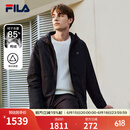 FILA 斐乐官方男士羽绒服冬季时尚休闲基础保暖连帽外套 正黑色-BK 2XL 185/104A/XXL