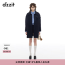 DZZIT地素棉服冬季斜纹设计复古老钱风摩登格调上衣女 深蓝色 XS