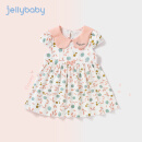JELLYBABY【娃娃领碎花裙子】2023年夏季新款儿童女童田园风连衣裙 米白 100