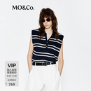 MO&Co.【C+系列】针织衫轻薄醋酸棉宽肩航海系条纹经典通勤风摩安珂 蓝白条色 S /160