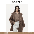 DAZZLE 地素大衣外套女秋冬绵羊毛混纺中长款毛呢外套 深卡其色 XS