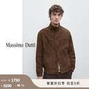 Massimo Dutti折扣季2026男装经典复古风绒面真皮皮衣外套03403474 烟草色 L (180/100A)