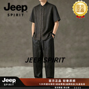 JEEP SPIRIT香云纱中国风唐装男士短袖t恤套装休闲宽松复古风中式男装汉服 款式一 M