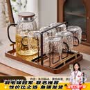 CRHMMFLF高颜值玻璃杯家用待客轻奢感客厅水杯套装喝水绿茶杯杯子 冰川杯6只+冰川壶1.8L+铁艺杯架+大号金提手托盘