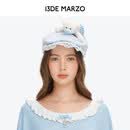 13DE MARZO碎花系列 2026夏季新款荷叶边刺绣前进帽复古画家帽子 蓝色 均码