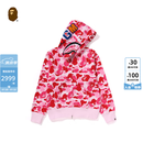 BAPE女装26年春夏全拉链鲨鱼连帽卫衣开衫外套00115Q 粉色PKX S