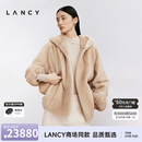 朗姿/LANCY冬季新款连帽水貂毛皮草外套女宽松高级感貂皮大衣 青绒色 L