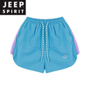 JEEP SPIRITUPF50+防晒速干衣短袖女夏休闲短裤户外羽毛球徒步运动套装防晒衣 蓝色(裤子) S