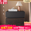 芝华仕橡木纹奶油风床头柜卧室家用简约现代轻奢感床边柜网红储物柜 黑色+胡桃色(实木生态板+实木抽屉) 整装(无需安装开箱即用) x 30x40x48cm
