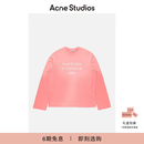 Acne Studios[6期免息][早秋新品]男女同款做旧1996印花宽松落肩长袖T恤 探戈粉 （新色焕新发售） S -女 / XS-男