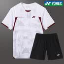 尤尼克斯（YONEX）2026夏季新款YY羽毛球服男女速干透气短袖运动套装 2633-006白色套装 4XL