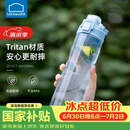 乐扣乐扣（LOCK&LOCK）人鱼线塑料运动水杯夏天便携水壶带刻度提手男女水杯子700ML蓝色