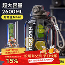 恩尔美（nRMEi）运动水杯超大容量夏季男健身茶水分离吨桶吨耐高温便携2000ml水壶
