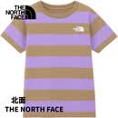 北面（The North Face）【日本直邮】短袖T恤NTJ32542男女童Logo边饰条纹休闲针织短袖T恤 紫色 150 【青少年款】