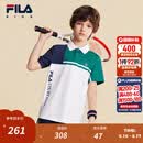 FILA斐乐儿童短袖T恤2026年夏季新款男童网球POLO衫 森林绿-GN 150