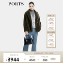 PORTS宝姿宝姿商场同款秋季新款女装皮草大衣LD9U071QZW016 橄榄绿 XS