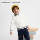 巴拉巴拉【balaOne】巴拉巴拉童装儿童毛衣男女2026新宝宝套头毛衫打底衫 白黑色调00419 90
