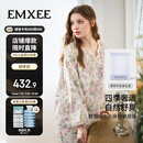 嫚熙（EMXEE）【唐艺昕同款】春夏孕妇丝麻棉哺乳睡衣产妇胸垫月子服家居服L码