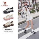 骆驼（CAMEL）丑萌登山鞋女时尚撞色户外休闲鞋 L24S076620 米/银/黑 37